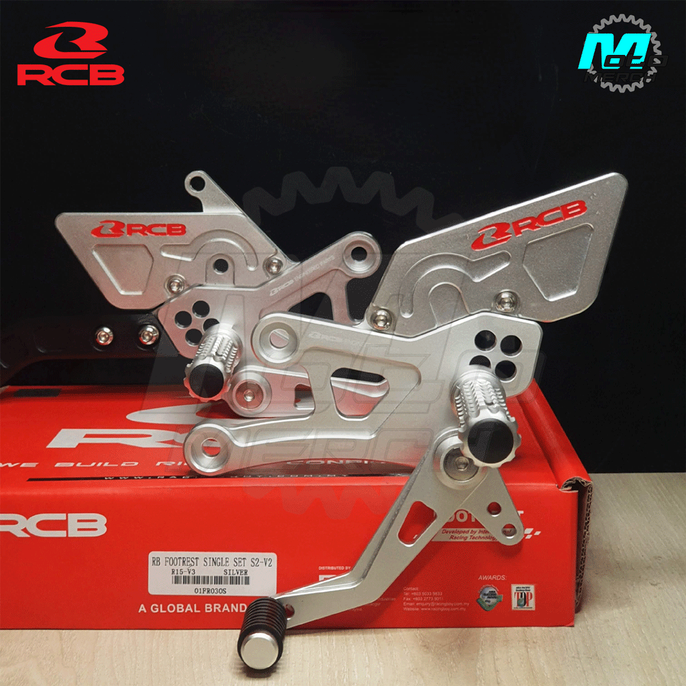 RCB S2 V2 Single Footrest Footpeg NEW for R15V3/MT15 with brake pedal gear shifter SILVER. 