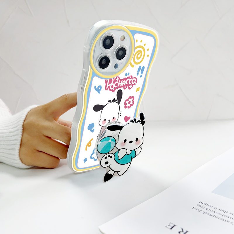 Jizetin for Huawei P20 Pro Back Cover + Free Pop Socket Happy Pochacco Soft Wavy Shape TPU Phone Case For Girls Boys. 