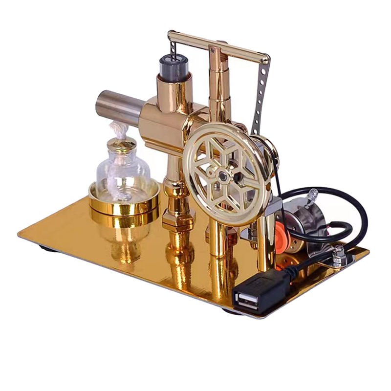 1 Piece Hot Air Stirling Engine Experiment Model Educational Mini Engine Toy Gold. 