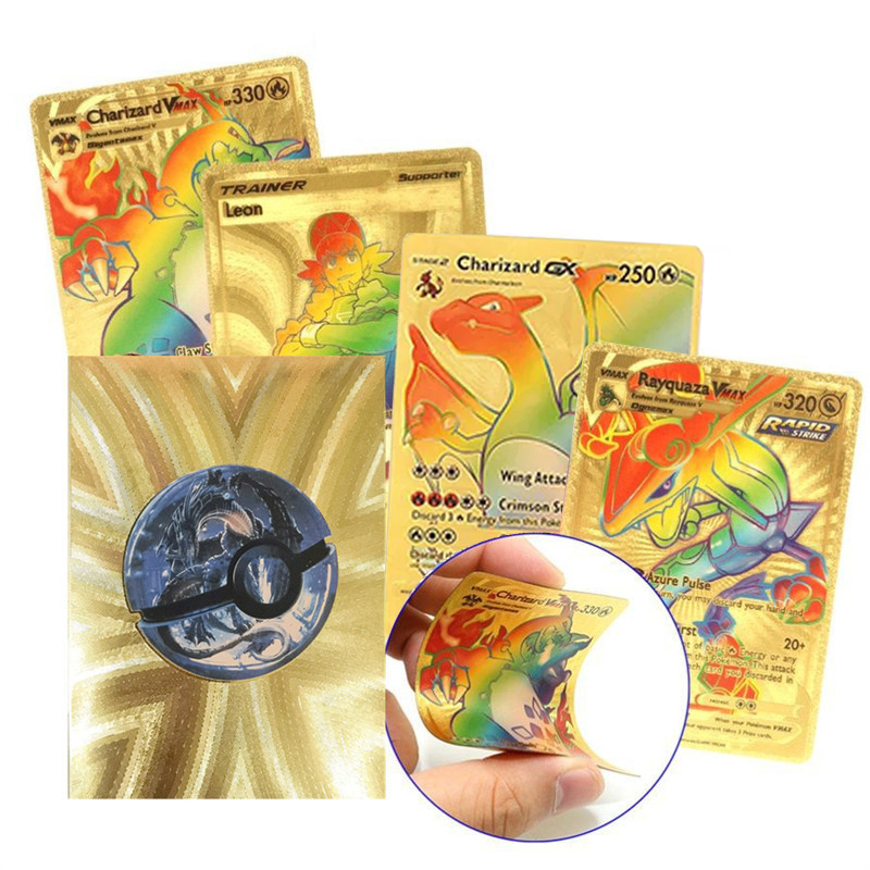 55Pcs Pokemon Rainbow Gold Pikachu Cards Box English Gold Silve Black ...