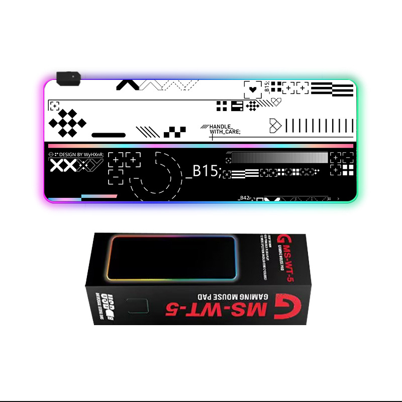 Cross-border heat map RGB luminous mouse pad large thickened LED light dazzling gaming keyboard table mat factory direct supply. 