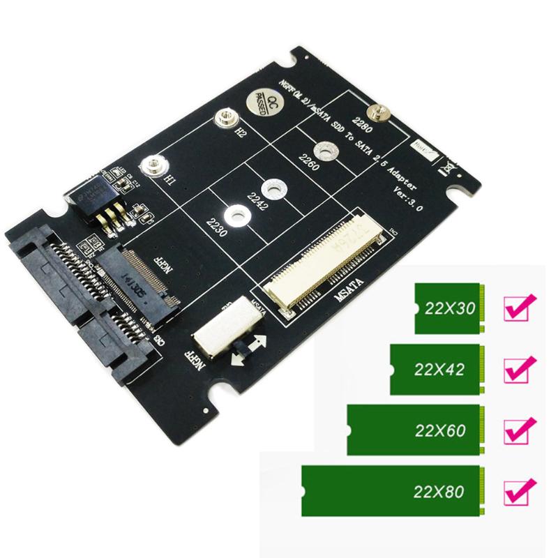 2 in 1 NGFF M.2 B+M Key Mini PCI-E or mSATA SSD to SATA III Adapter Card for full msata SSD/ 2230/2242/2260/22x80 M2. 