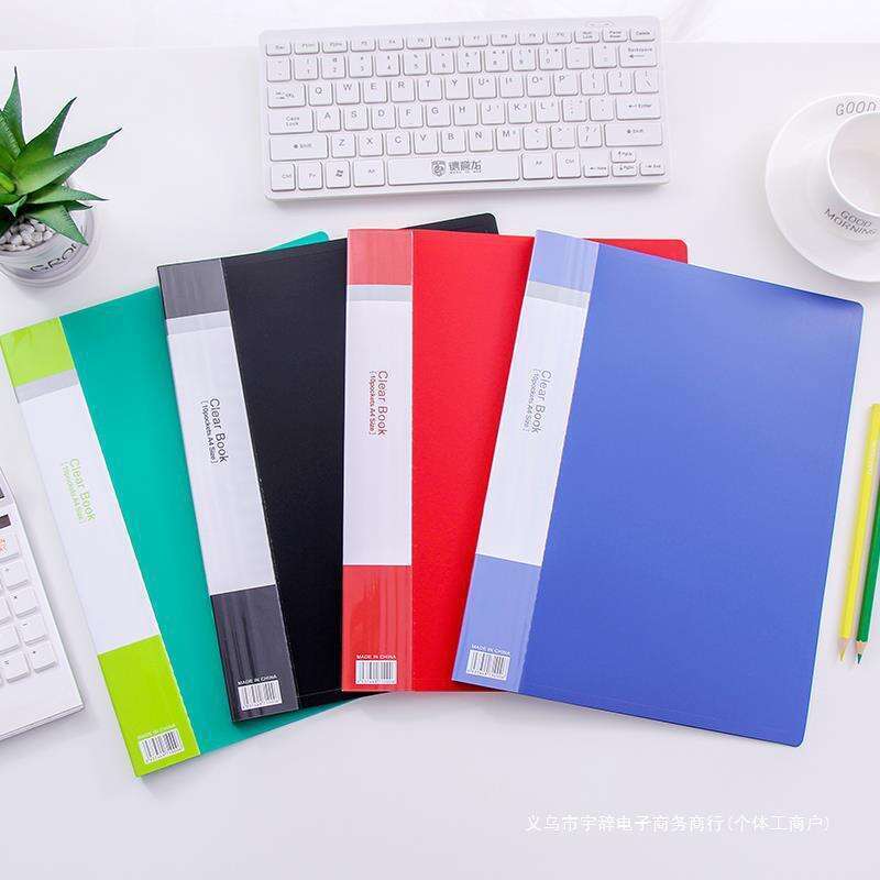 A4 file folder, multi-layer pagination insert bag, student use 60/100 page transparent music clip storage book. 