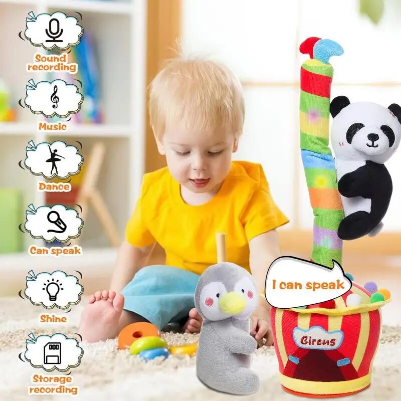 Dancing Panda Climbing Tree Toy Speaker Talking Voice Repeat Plush Singing Dancer Cactus Toy Talk Plushie Stuffed Kawaii Toys. 