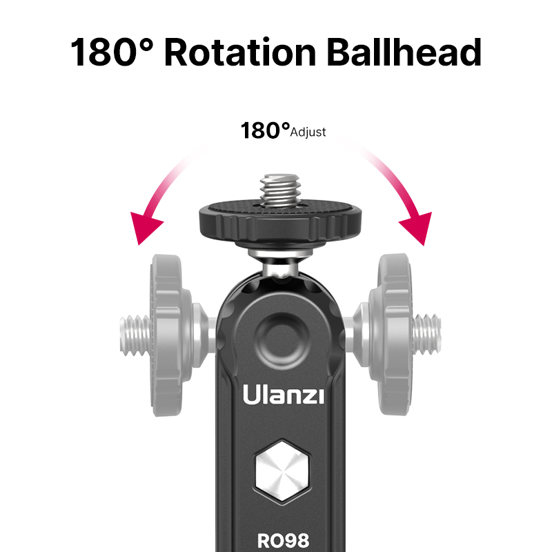Ulanzi R098 Double Ball Heads With Code Shoe 1/4 Screw Mount Magic Arm for DSLR Camera Monitor Mic Video Light Super Clamp. 