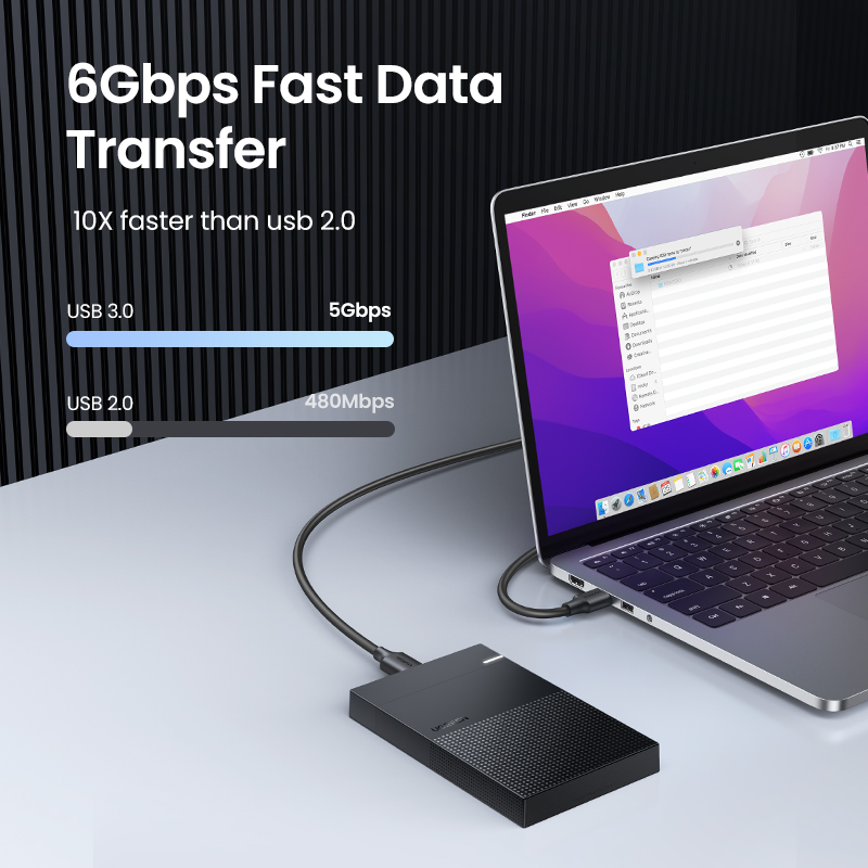 UGREEN HDD Case 2.5" SATA to USB 3.0 USB C Adapter Hard Drive Enclosure USB Type C SATA 5Gbps for SSD HDD 9.5 7mm External Hard Drive Disk Case Support UASP. 