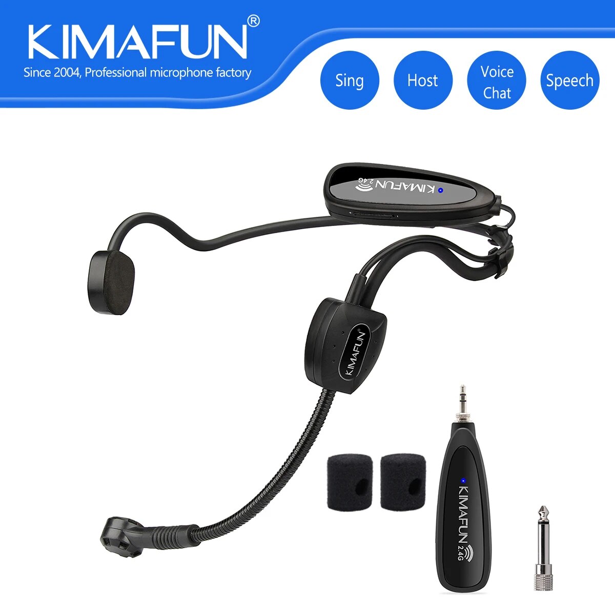 KIMAFUN Wireless Headset Microphone System For Singing Speech Guitarists Keyboard Players Dancing Performers Drummers DJ Party