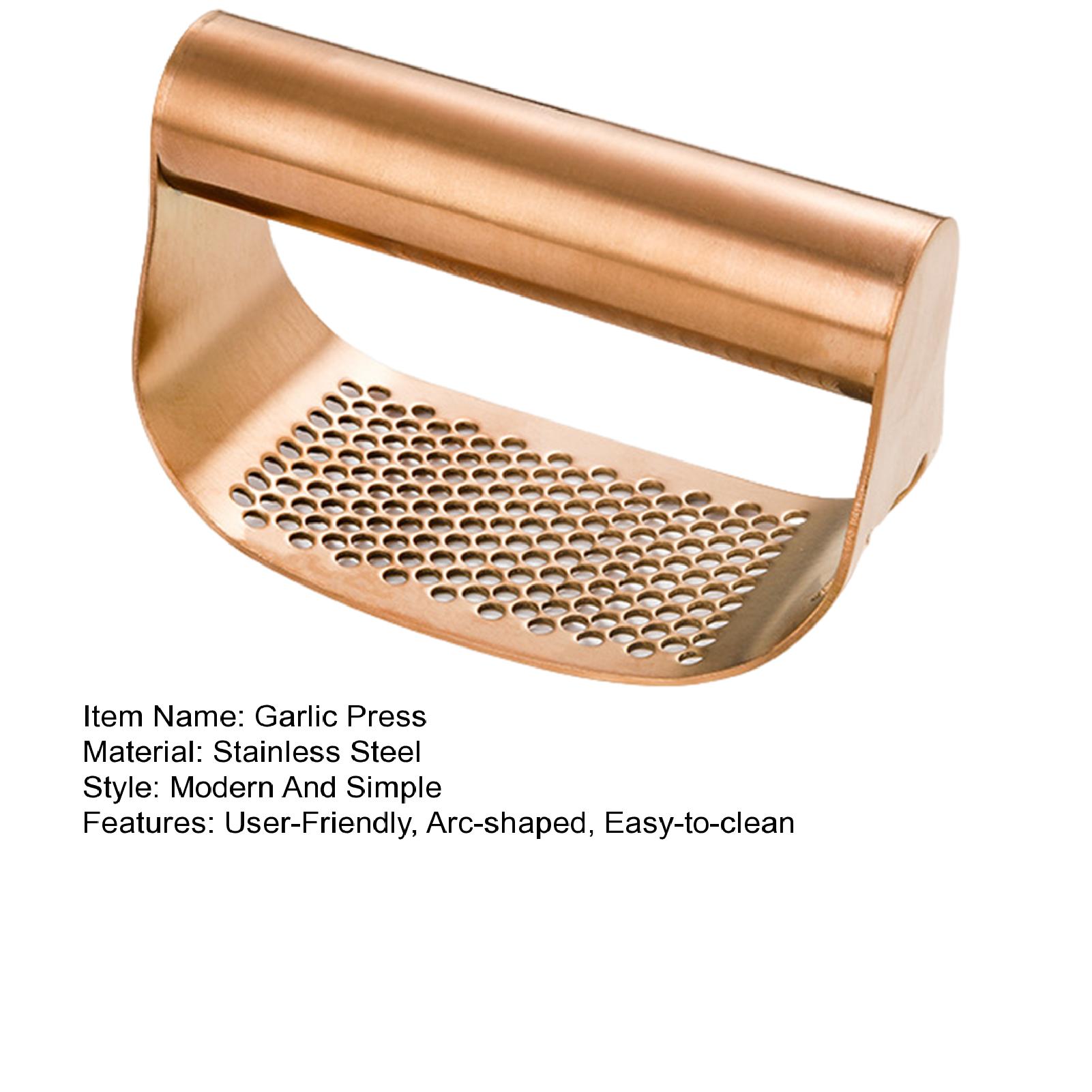 Ethereon Uniform Garlic Pressing Tool Stainless Steel Garlic Pressncer Crusr with Walnut Nut Opener Kitcn Tool for Easy Cooking Favorite Arc-shaped Garlic Press. 