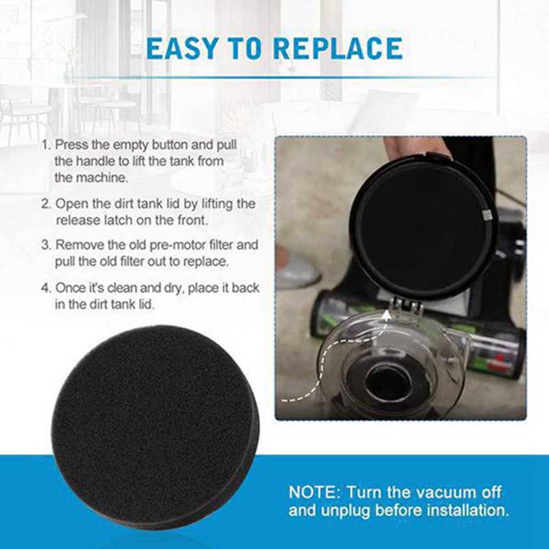 Replace Filter for Bissell Powerforce Helix Turbo 1797 2190 Cleanview Rewind 2258 2492 2254 Vacuum Cleaner,Part 1608225. 