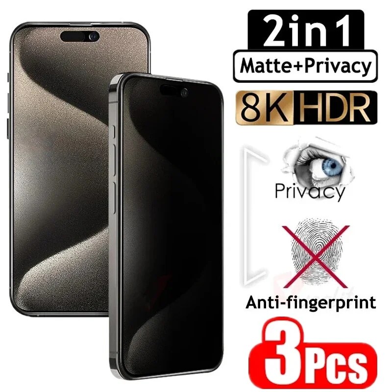 3Pcs Matte Privacy Screen Protector for IPhone 15 14 13 12 11 Pro Max Mini 8 Plus Anti-Spy Tempered Glass for IPhone XS MAX X XR