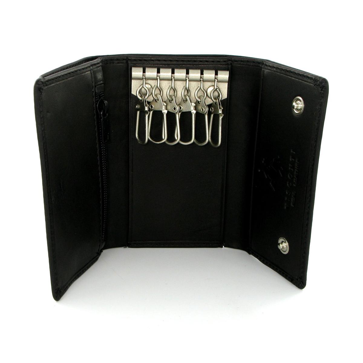 Black Leather Key Ring Folder Wallet For Men - Very Appealing - In line with current fashion trends - Style & Luxe