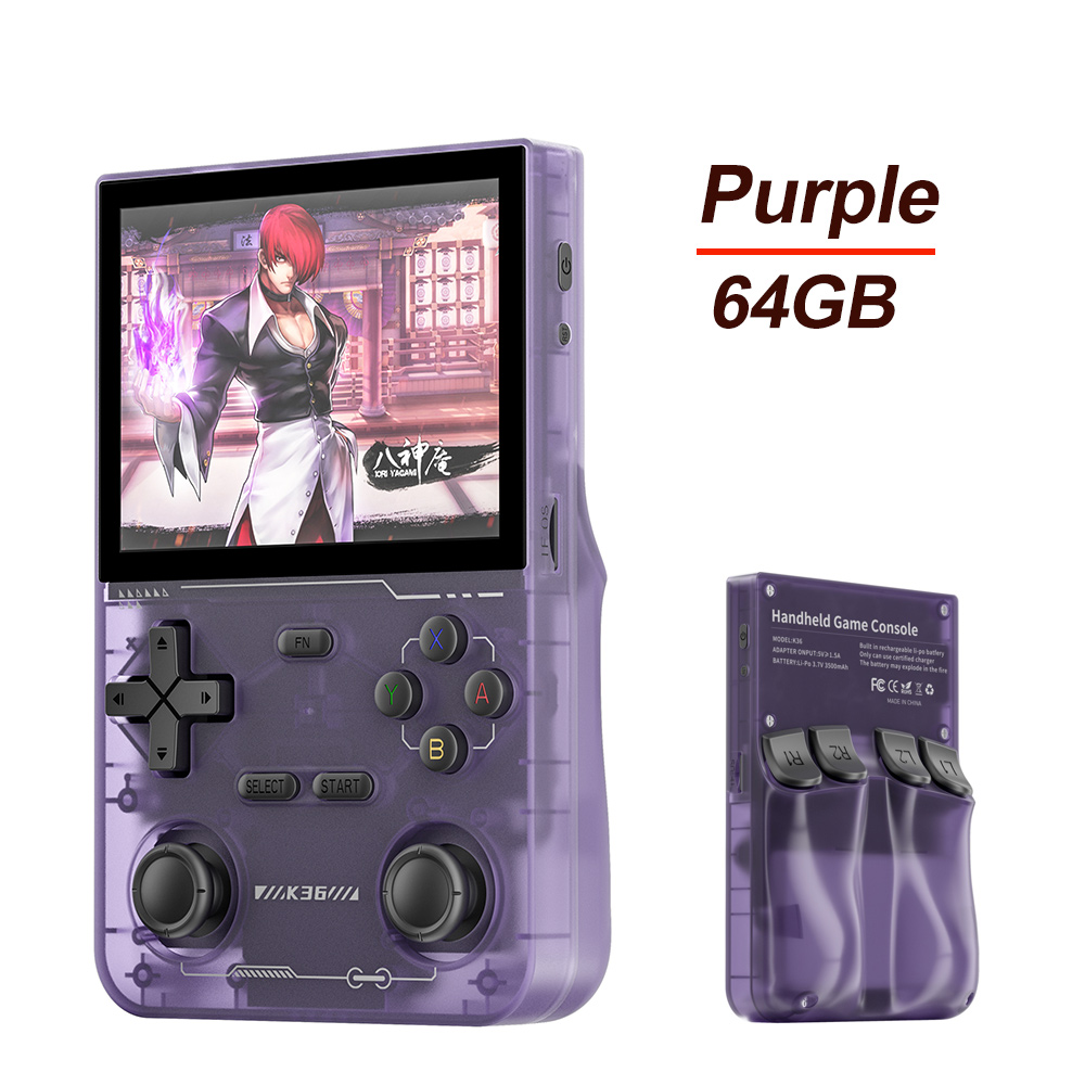 K36 Retro Handheld Video Game Console RK3326 Linux OS 16000 Games Emulator for PS1/PSP/DC/N64/SS 500nit 3.5 Inch IPS Screen R36S. 