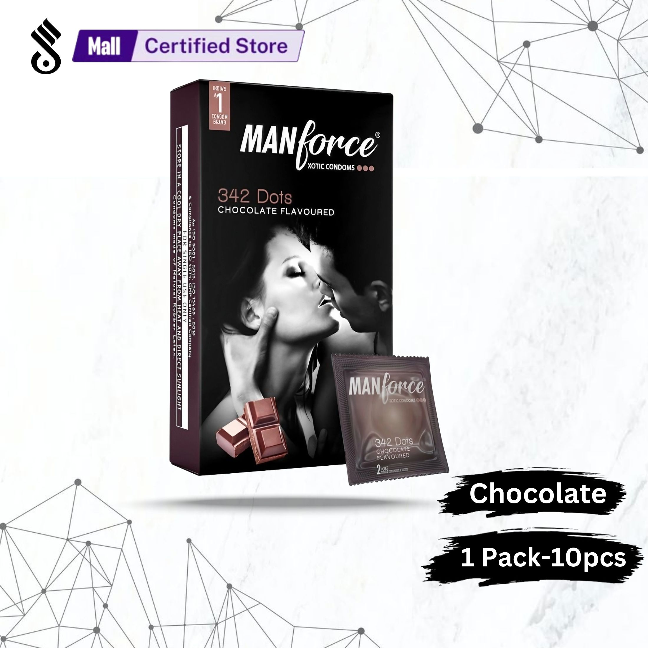Manforce Chocolate Flavoured Extra Dots Condom For Men - Large Single Pack 10pcs Condoms
