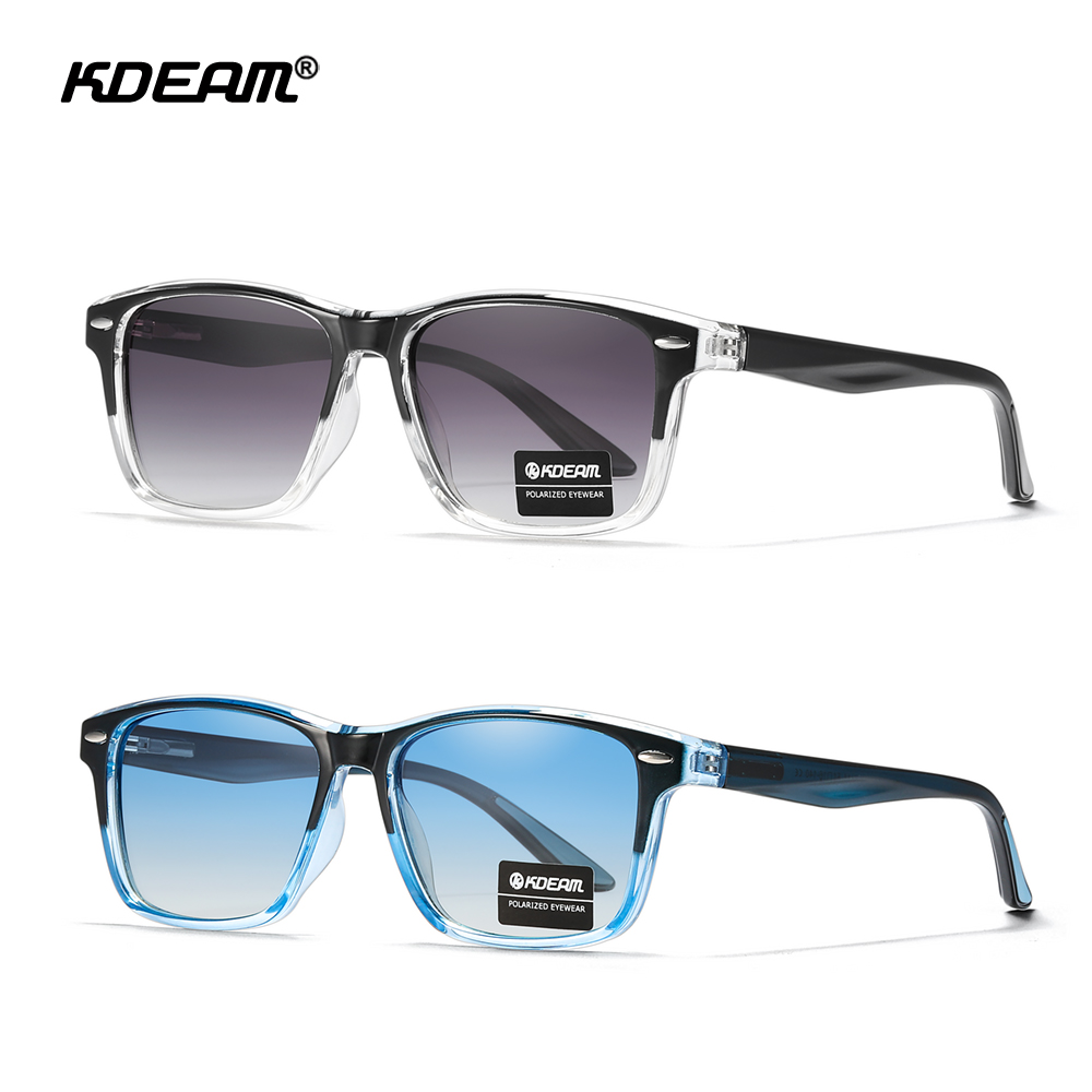 KDEAM All Matching Square Polarized Sunglasses For Men Women TR90 Material Frame Spring Hinges KD398. 