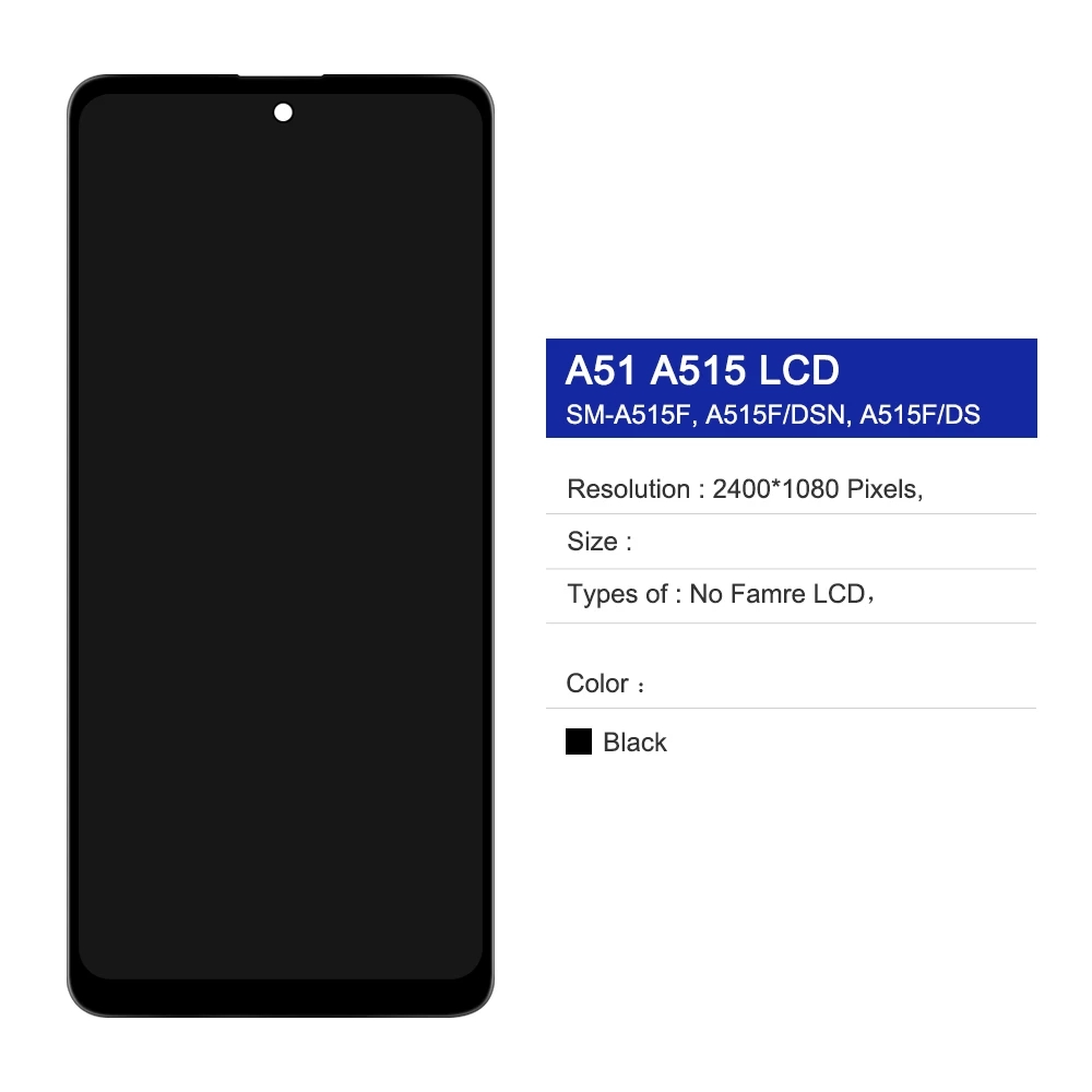 OLED LCD No Frame For Samsung Galaxy A51 A515 A515F A515F/DS Display Touch Screen Digitizer Assembly Replacement Parts. 