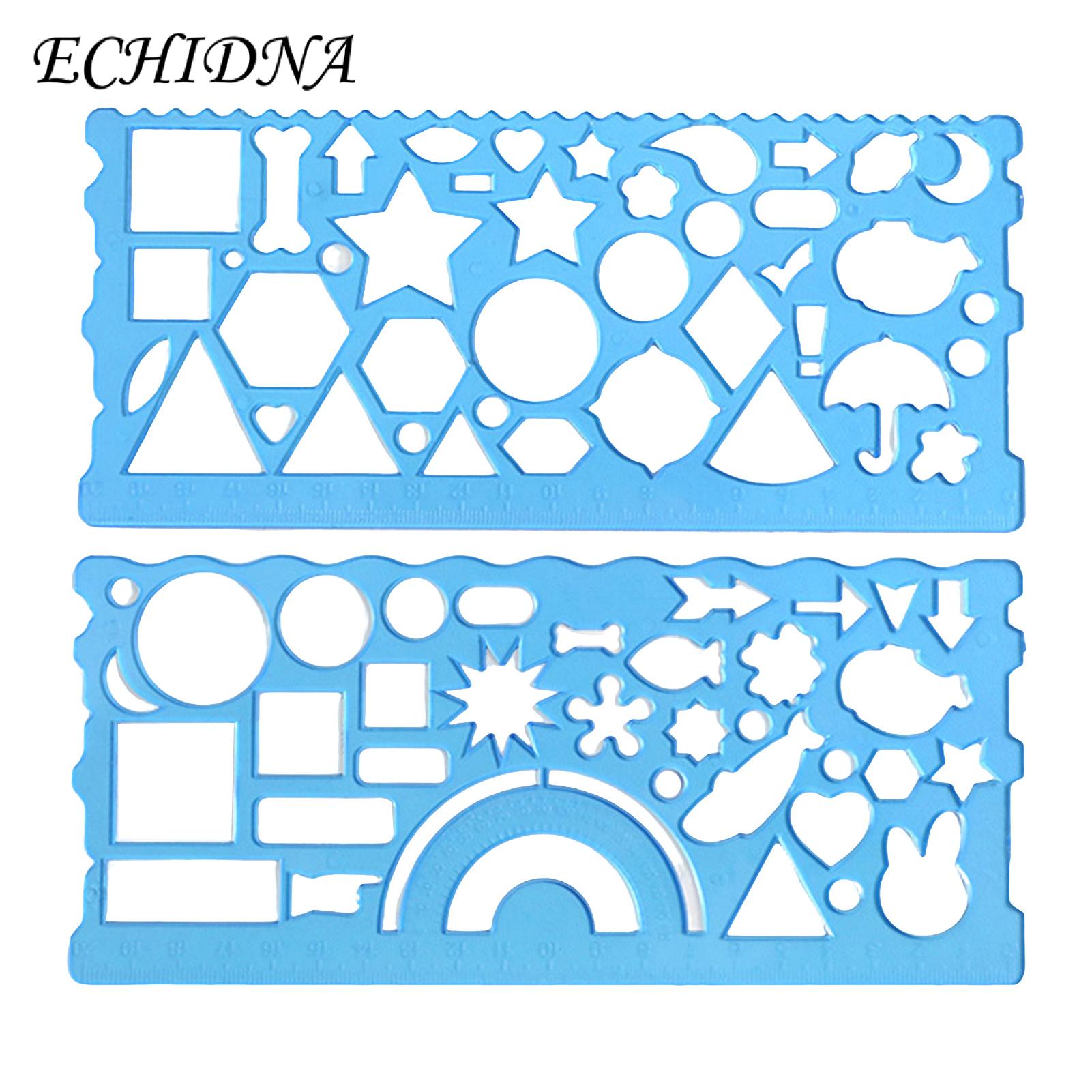 2pcs Clear Geometric Drawing Ruler Multifunctional Precise Easy-to-use Protractor Straightedge. 