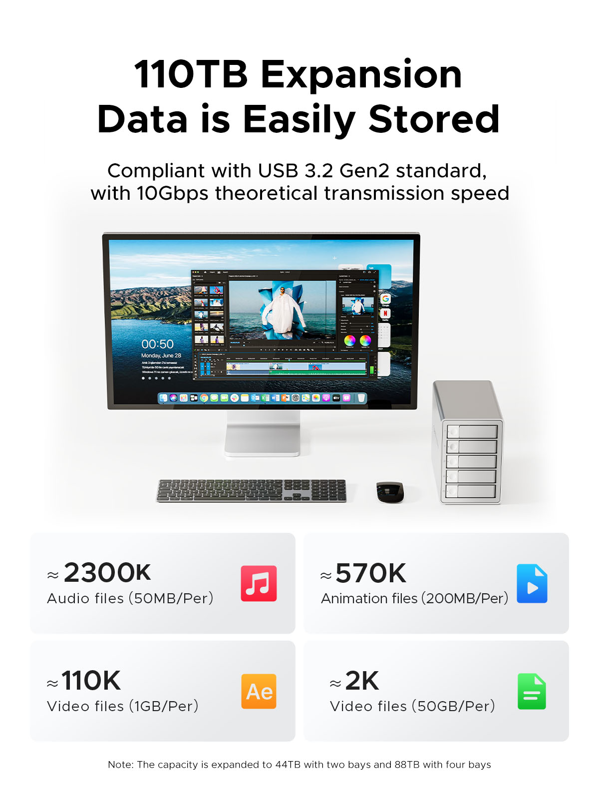 ORICO 3.5" Daisy Chain Type-C 10Gbps HDD Docking Station Support RAID 150W Power for Apple device 5Bay DAS Studio Series. 