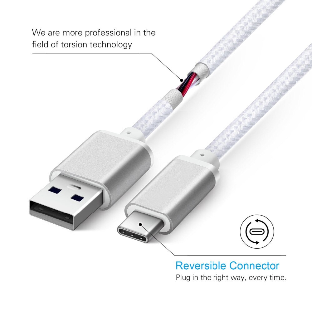 【Hey my home】1M Aluminum USB Type C Sync Charger Cable for Wileyfox Swift 2, 2 Plus Type C 3.1 Charging Cable. 