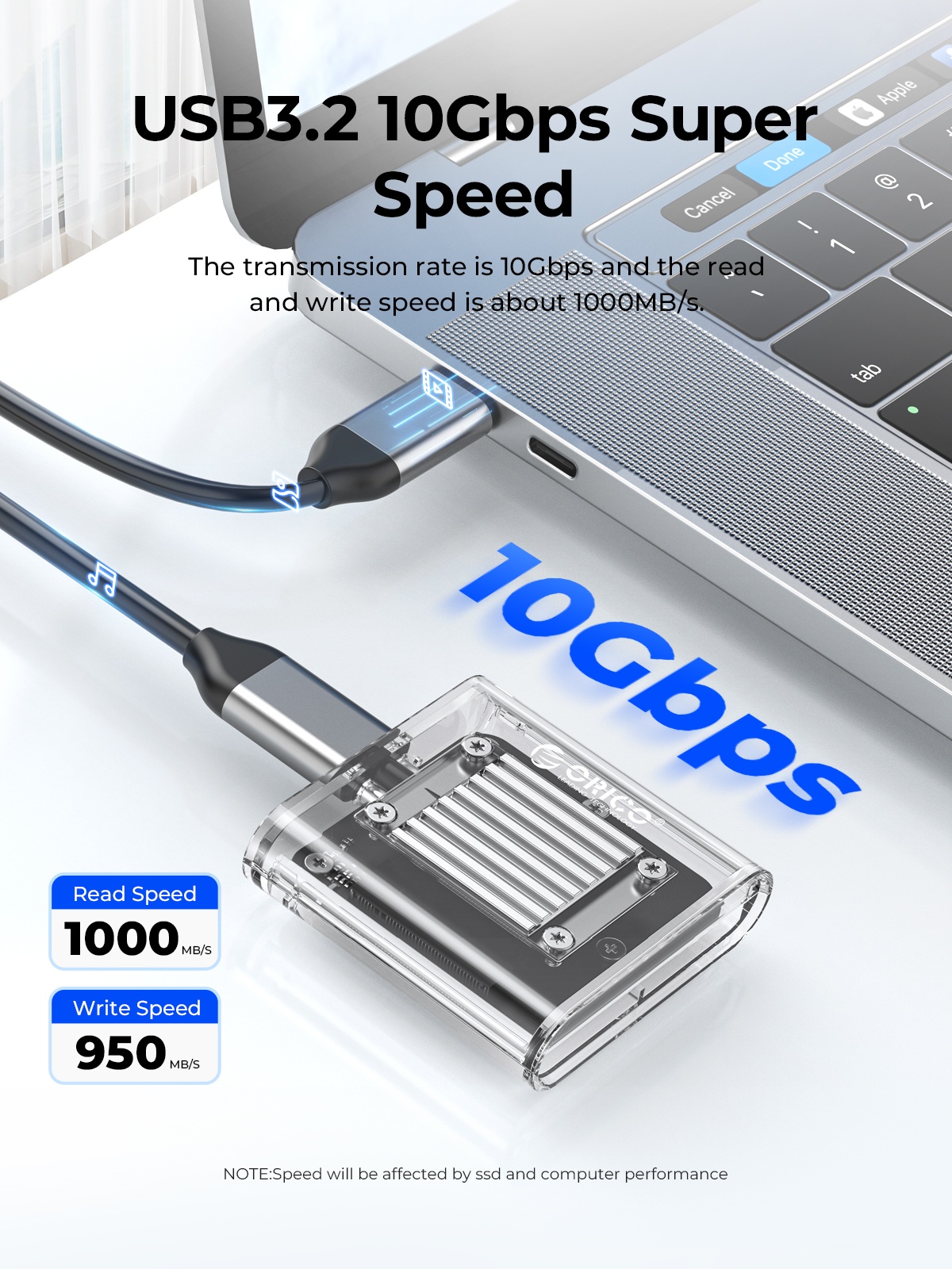 ORICO TC20-M2-10G 2230 M.2 NVMe SSD Enclosure. 
