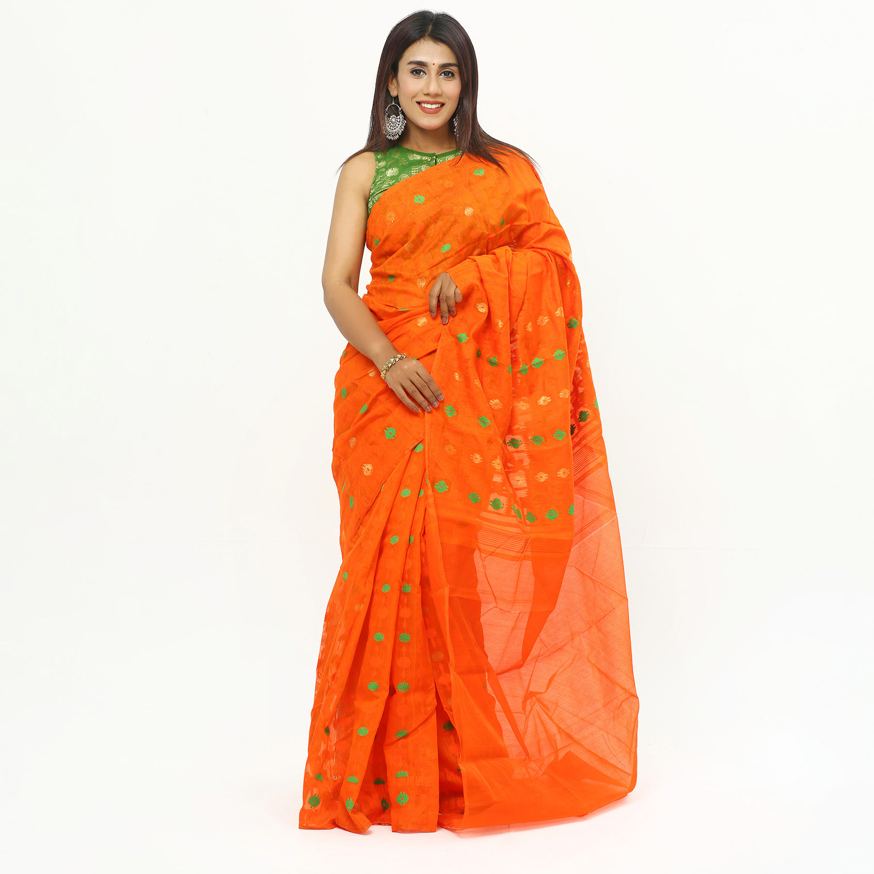 Tangail Tat Multi Colour Chosha Jamdani Saree for Women