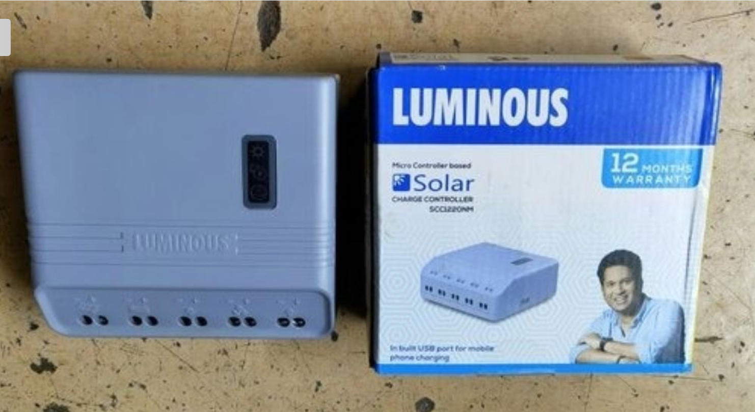 LUMINOUS SOLAR CHARGE CONTROLLER 20A 12V & 24V AUTOMATIC WITH USB MOBILE CHARGER , AUTO NIGHT MOODE AND AUTO HIGH CUT LOW CUT TECHONOLOGY. 