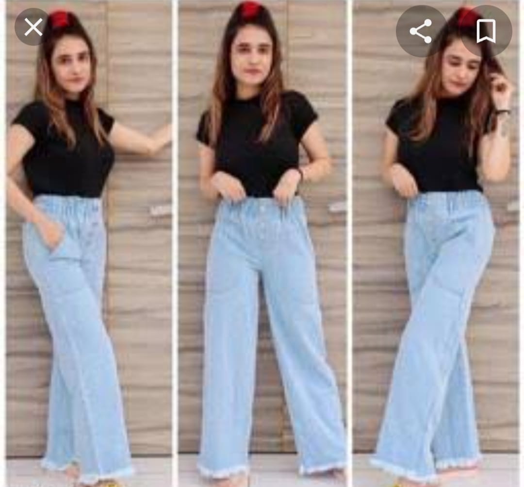 Ladies denim plazo pant | Daraz.com.bd