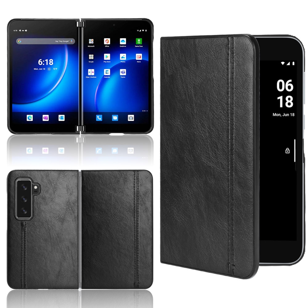 Phone Case For Microsoft Surface Duo 2 Sewing Cow Pattern Skin PC + PU + TPU Case