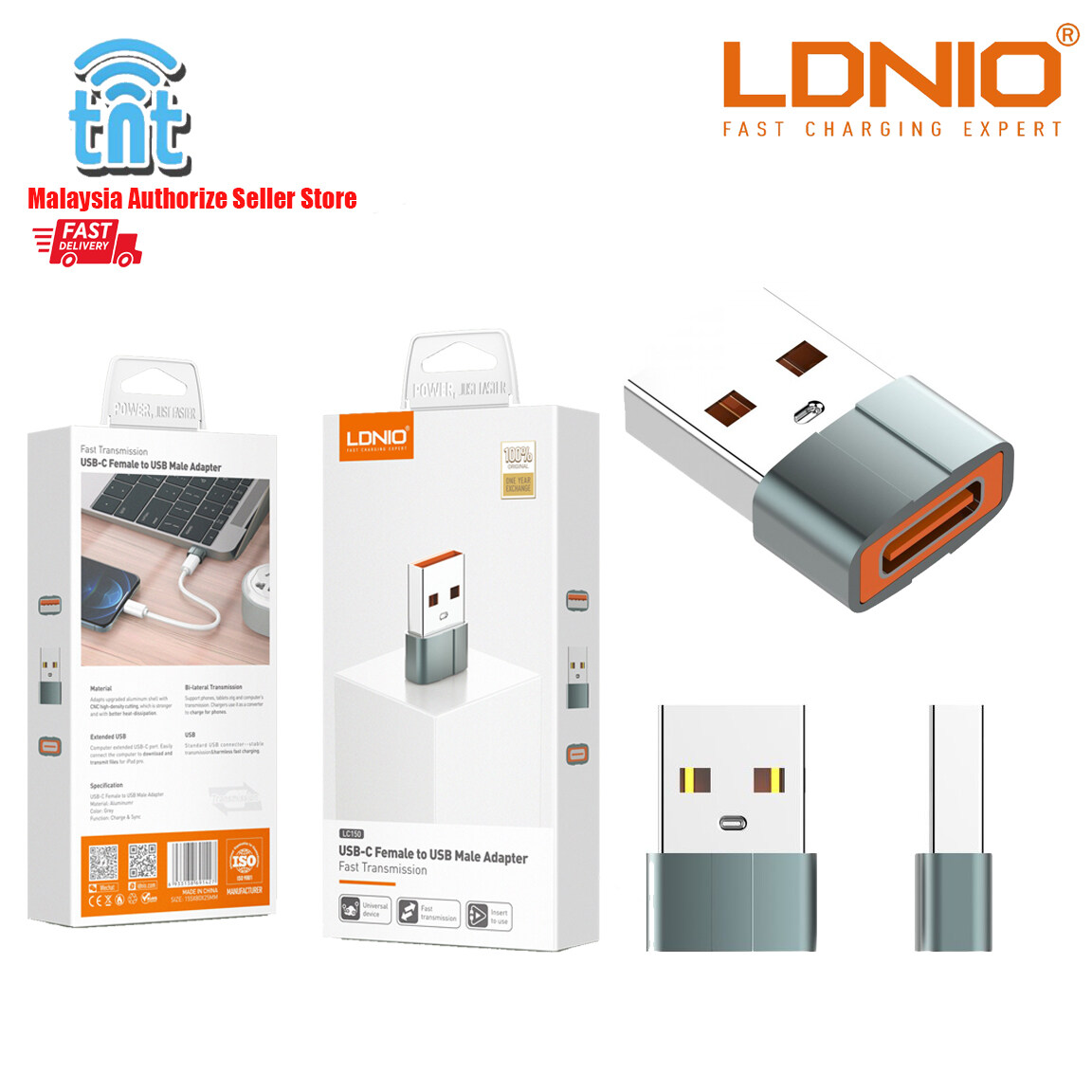 LDNIO LC 150 OTG Adapter USB C to USB A 3.0 Adapter Type C 3.1 Female to USB A Male Converter 5Gbps Compatible with iPad Pro , pc, Laptop and Wall Charger with USB Port. 