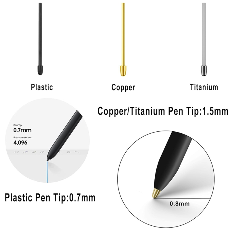 Metal Nibs Tips Metal+Plastic Galaxy Tab S9/S9FE+/S9 Ultra/S8/S8+/S8 Ultra/S7 FE/S6 Lite/S22/S23 Ultra. 