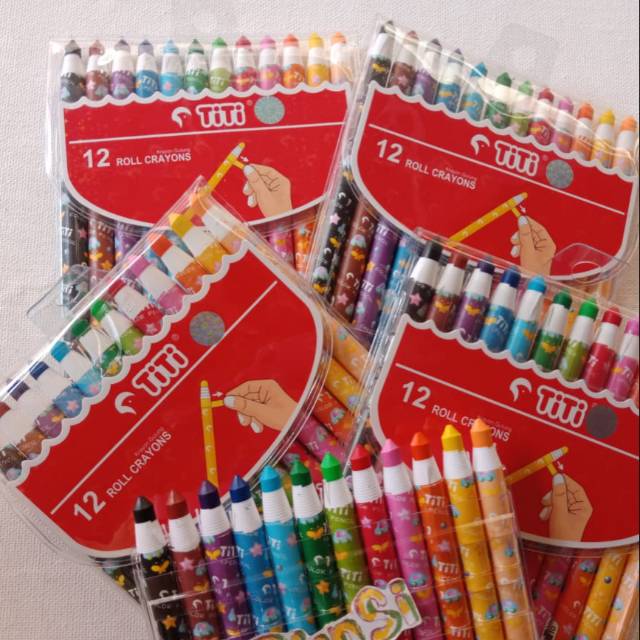 Titi Roll Crayons, 12 Colors. 