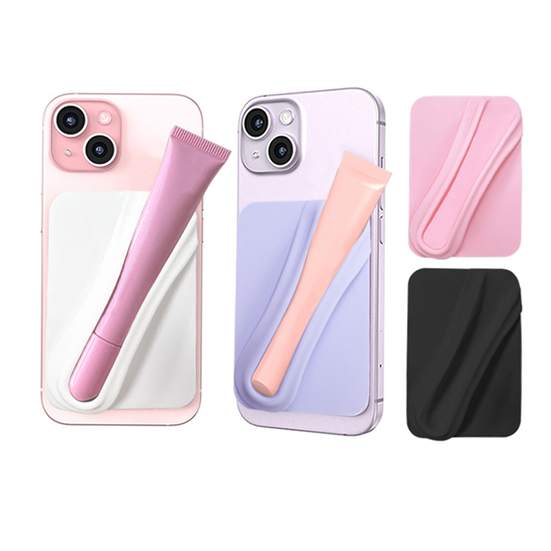 Lipstick Adhesive Phone Back Stick Holder Fits For Viral Rhode Lip Tint Make-Up Silicone Phone Case For IPhone 15 14 13 12 Tetuo