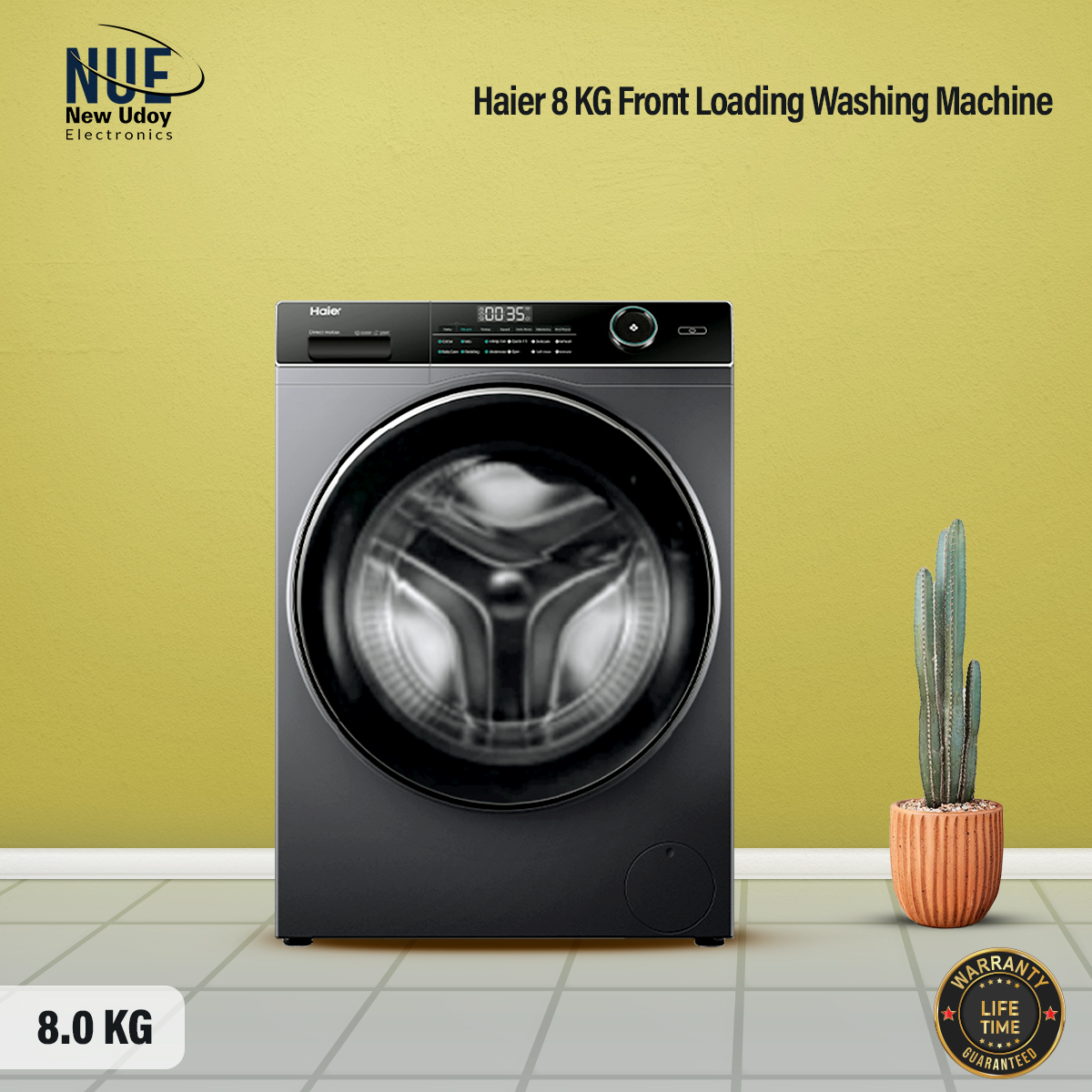 Haier 8 KG Front Loading Washing Machine (HW80-BP12929S6) Free Installation. 