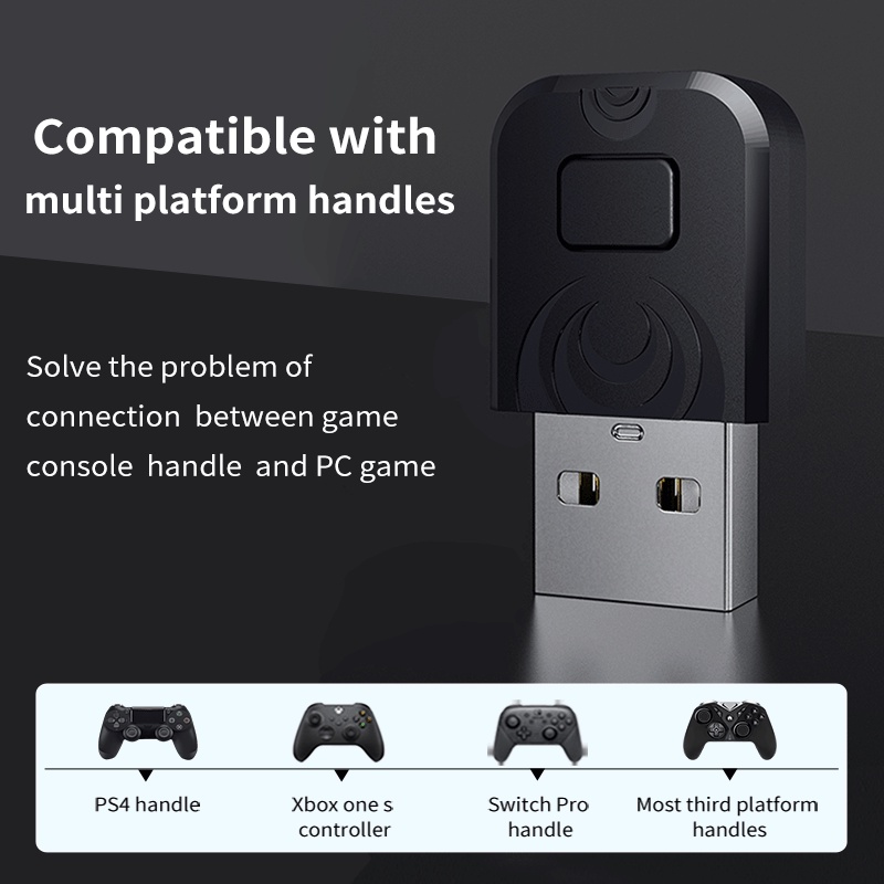 VAORLO USB Dongle Handle Converter For Gamepad PS4 Xbox One S Switch Pro Wireless Controller PC Bluetooth Controller Adapter. 