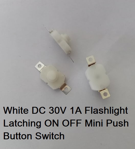 White 5Pcs DC 30V 1A Switches Flashlight Latching ON OFF Mini Push Button Switches 17x12x9.5mm For Table Lamp Flashlight Button LED Torch Light Bulbs DIY. 