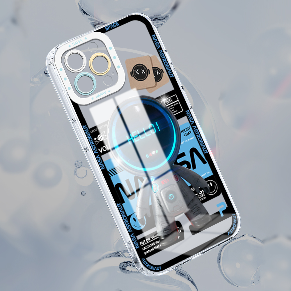 Hontinga for Realme 10 Pro Plus 5G Back Cover New Astronaut Crystal Case Camera Protection Transparent TPU Soft Phone Cover. 
