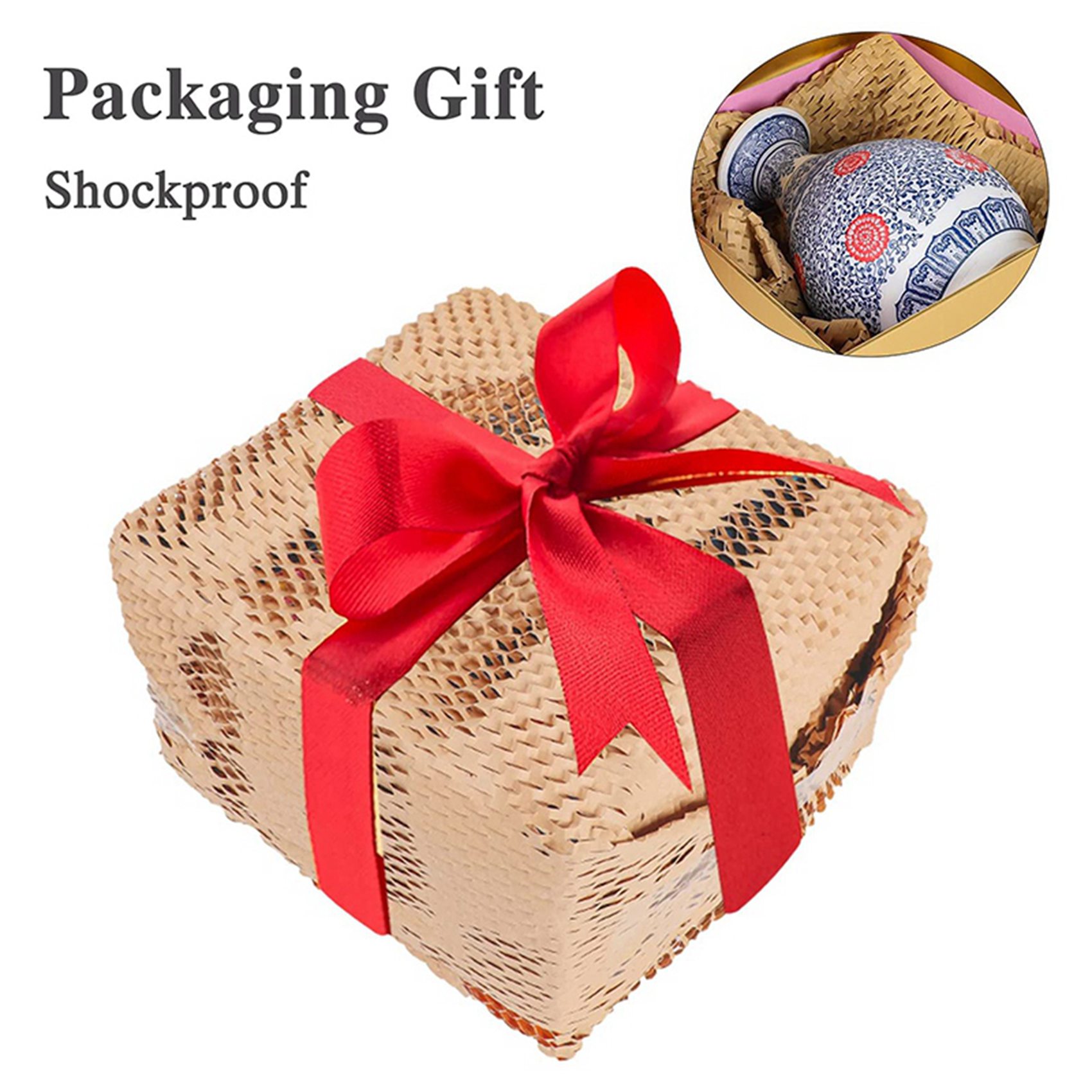2X Honeycomb Packag Paper Cushioning Kraft Paper Wrap Roll 11.8 Inch x 65 Feet Eco-Friendly Honeycomb Protective Wrap. 