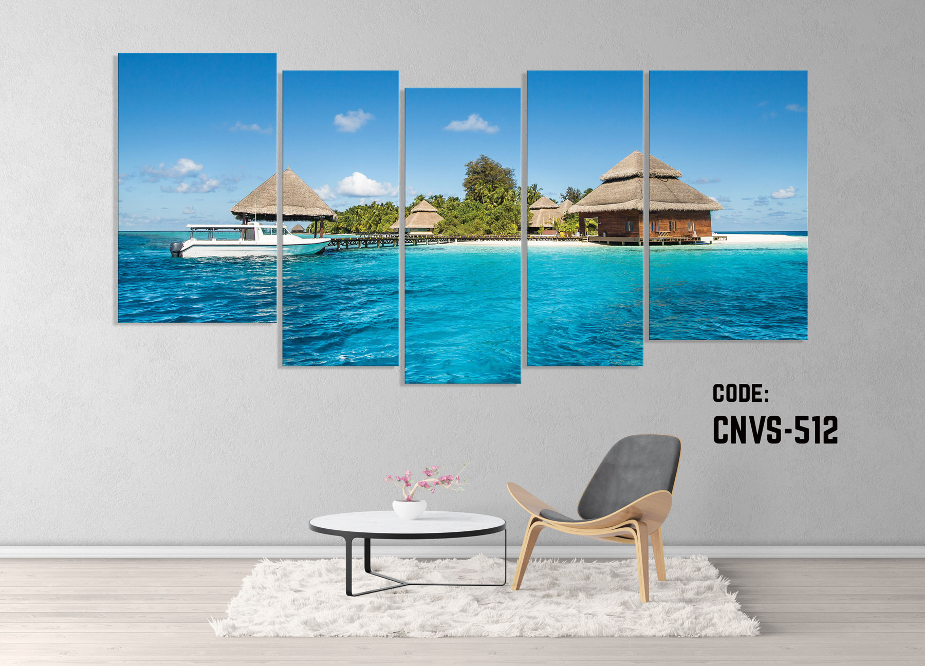 CNVS-512 60″ inch x 36″ inch  Beach Resort Wall Canvas Art Prints. 
