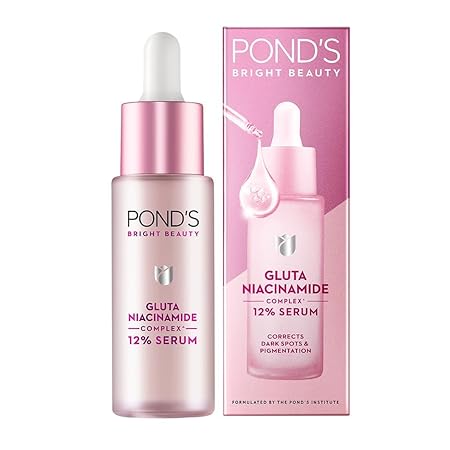 POND'S Bright Beauty Corrects Dark Spot & Pigmentation Serum for Flawless Radiance, 12% Gluta-Niacinamide Complex Face Serum - 28ml