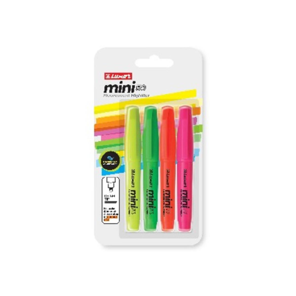 Luxor Mini Fluorescent Highlighter 4Pcs. Assorted