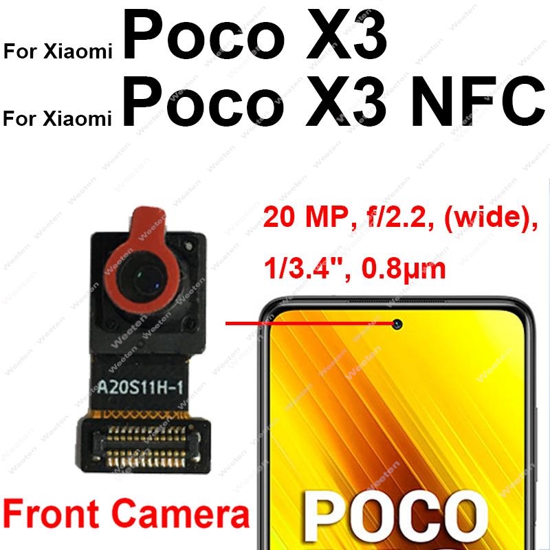 Front Rear Camera For Xiaomi Poco X3 Pro X3 NFC Main Back Front Samll Facing Camera Flex Cable Parts. 