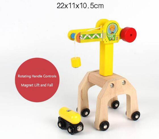 【happy one】Wooden Track Accessories Cranky Crane Toys Magnetic Decorations with Brio Wooden Track Chlidren Toys. 