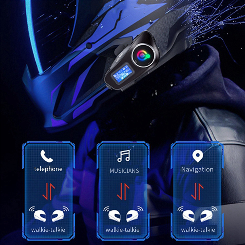 FORIDE Q58 Max Motorcycle Helmet Bluetooth Intercom IP65 Waterproof Intercom Distance 500m Multi-Scene Mixed Music Sharing. 
