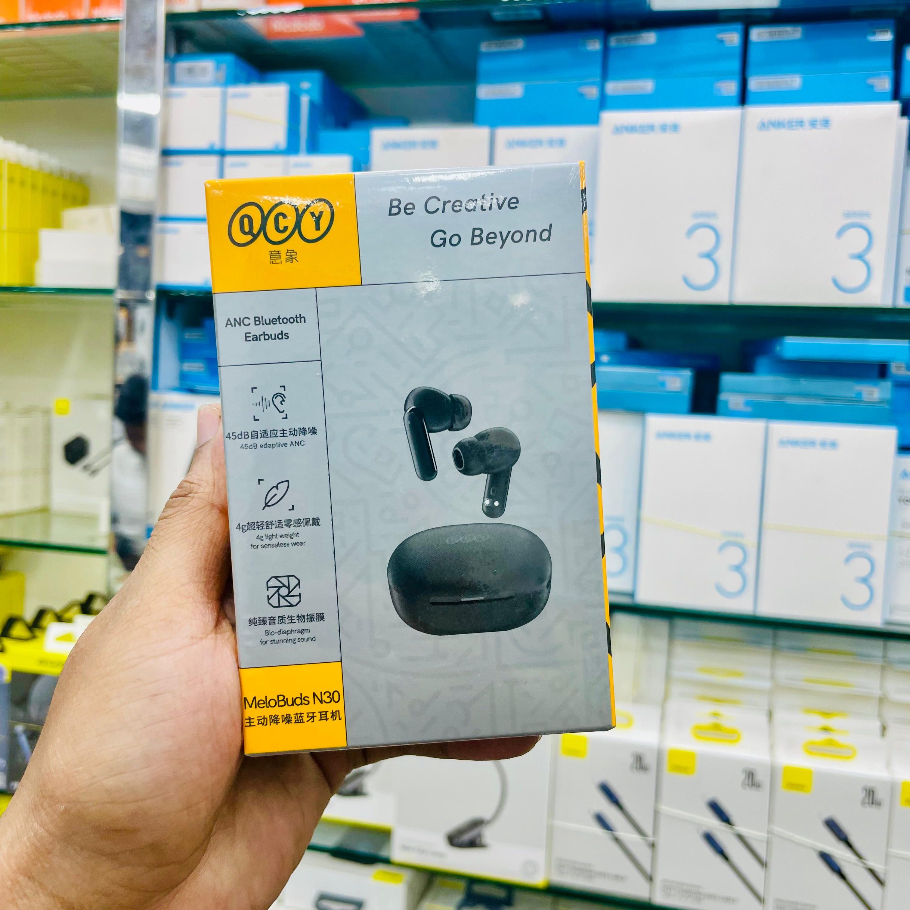 QCY MeloBuds N30 (HT16) 45dB ANC Earbuds, Dual Device Connection Mode, Ai Noice Cancelling for calling. 