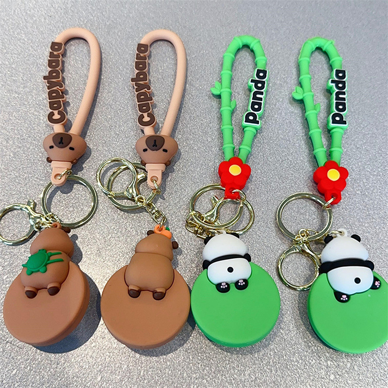 1PC PVC Simulation Capybara Rodent Pendant Capybara Spinning Happy Panda Spinning Wheel Keychain Cute Anime Keyring Fayshow. 