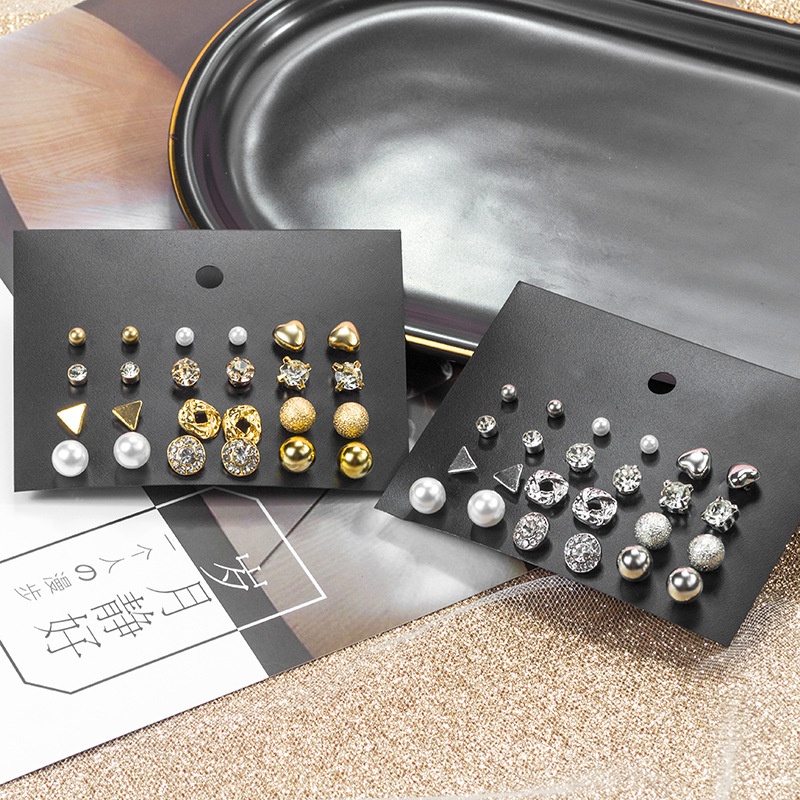 New Trendy 12 Pairs Pearl Stud Earrings Set for Girls Simple Stylish