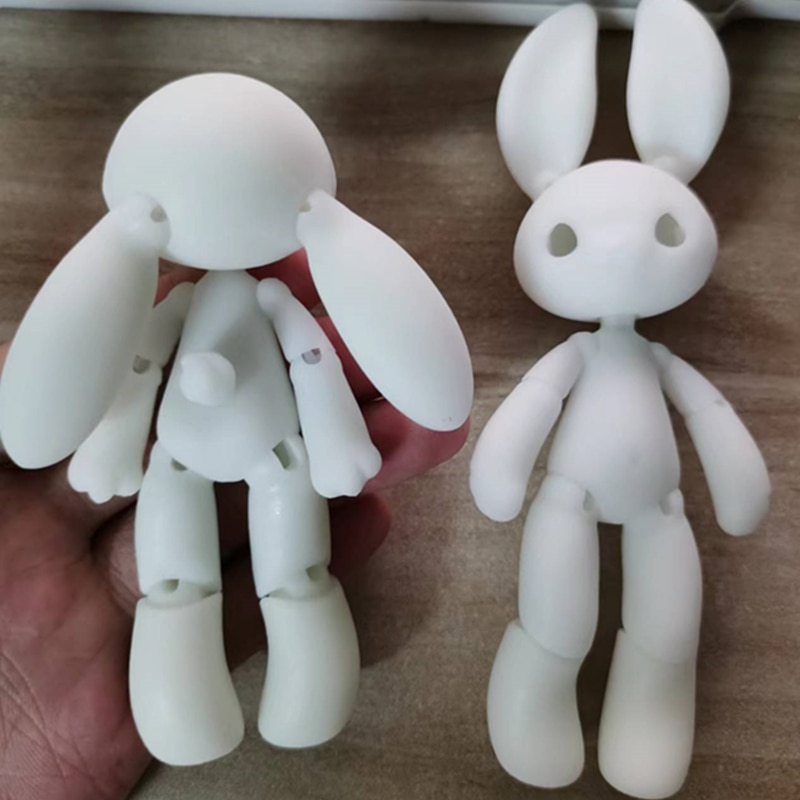 New 14.5cm Height 3D Printed Resin Rabbit Doll Pet Multi Joint Movable 1/12 Bjd Girl Dress Up Toy. 