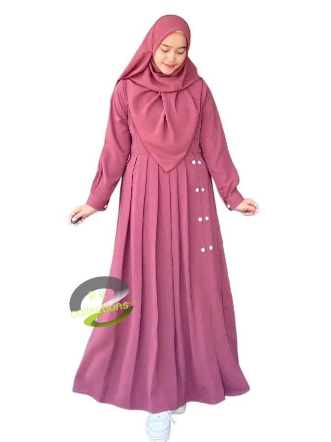 Dubai cherry fabric side  button pelate abaya borka without hijab