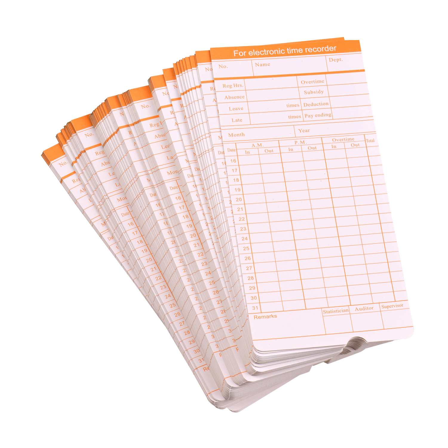 90pcs/ Pack Time Cards Timecards Monthly 2-sided 18 * 8.4cm for Employee Attendance Time Clock Recorder. 