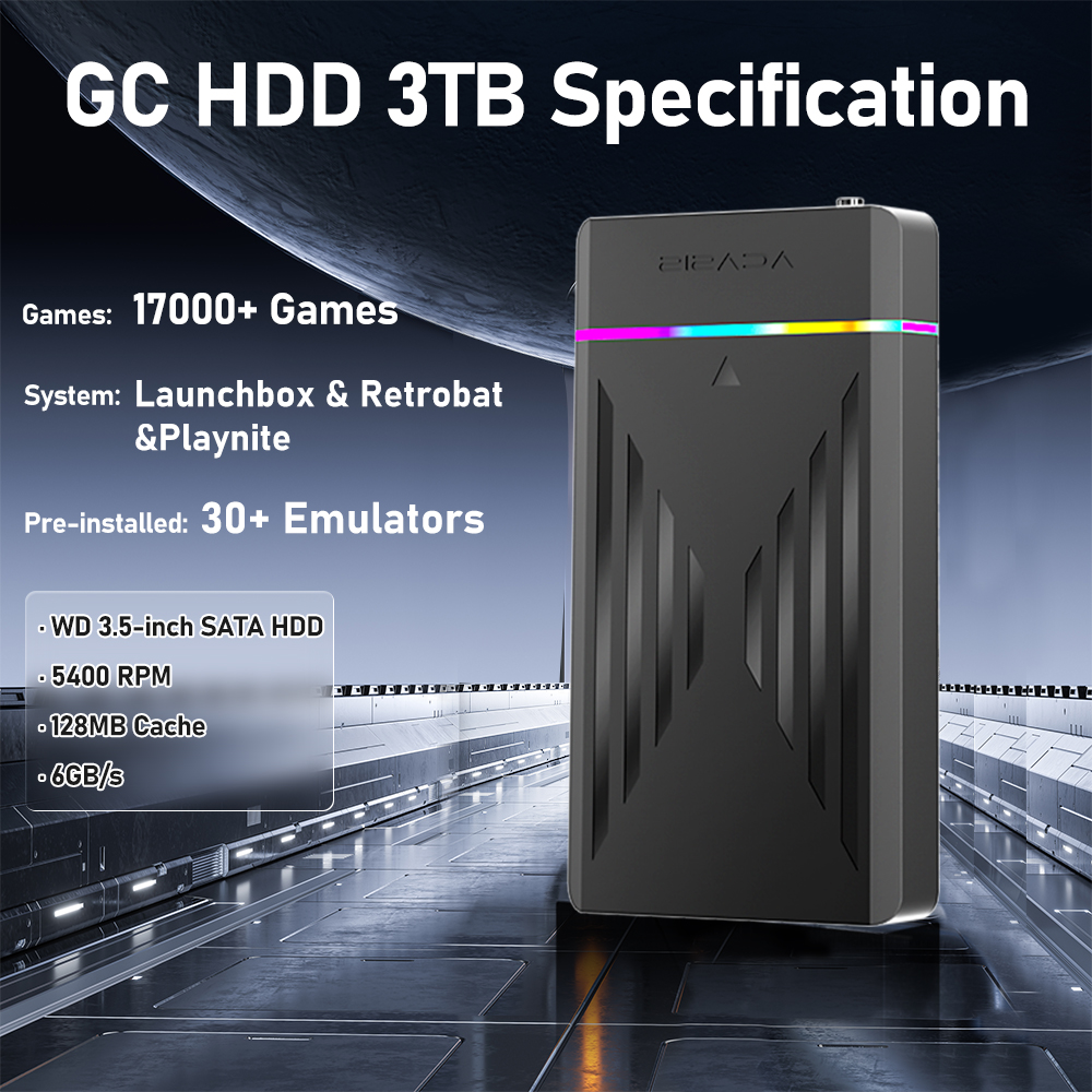 3TB Gaming HDD Playnite Retrobat Launchbox Retro Game Console with 17000+ Games for PS4/PS3/PS2/Wii/Wiiu/SS for WIN PC/Laptop. 