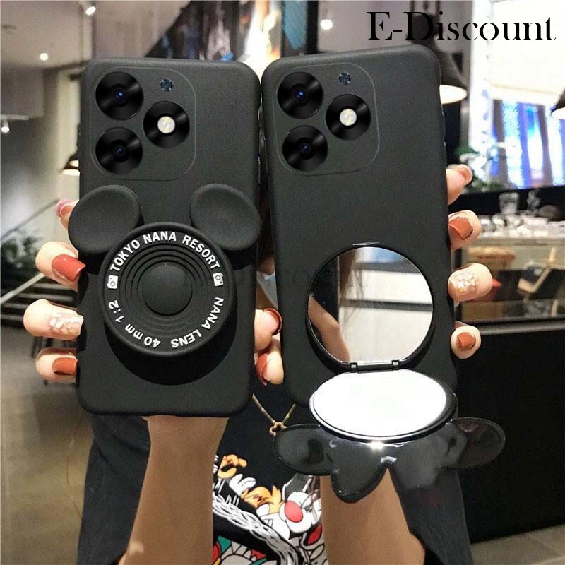 New Phone Case For Itel A70 Cover Makeup Mirror Soft Cute Cartoon Bracket Soft Silicone Anti Drop for Itel A70 Case. 